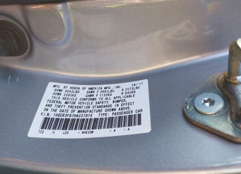 Photo 9 of 2017 Honda Accord EX-L V6 (VIN 1HGCR3F87HA037975)