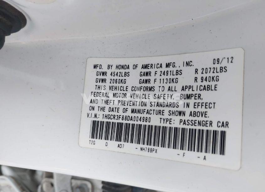 Photo 9 of 2013 Honda Accord EX-L V-6 (VIN 1HGCR3F88DA004980)