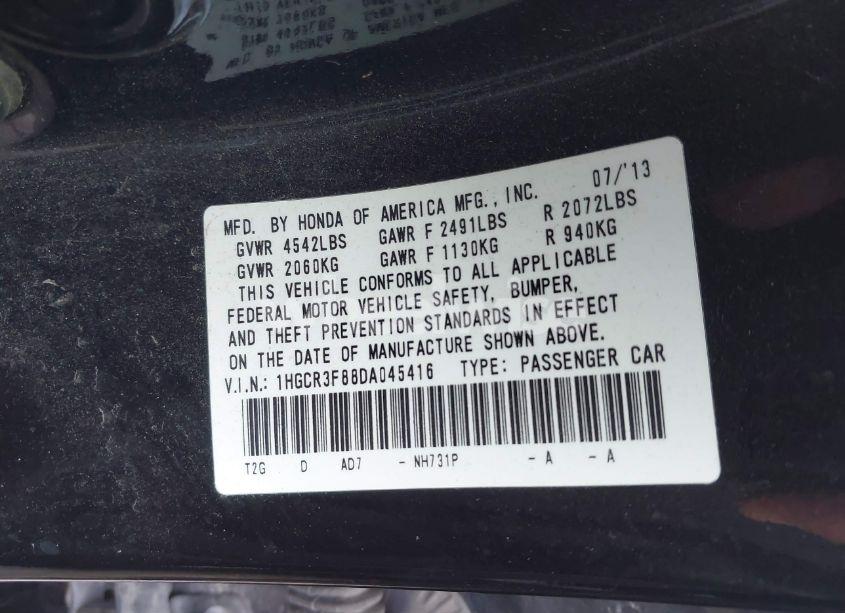 Photo 9 of 2013 Honda Accord EX-L V-6 (VIN 1HGCR3F88DA045416)