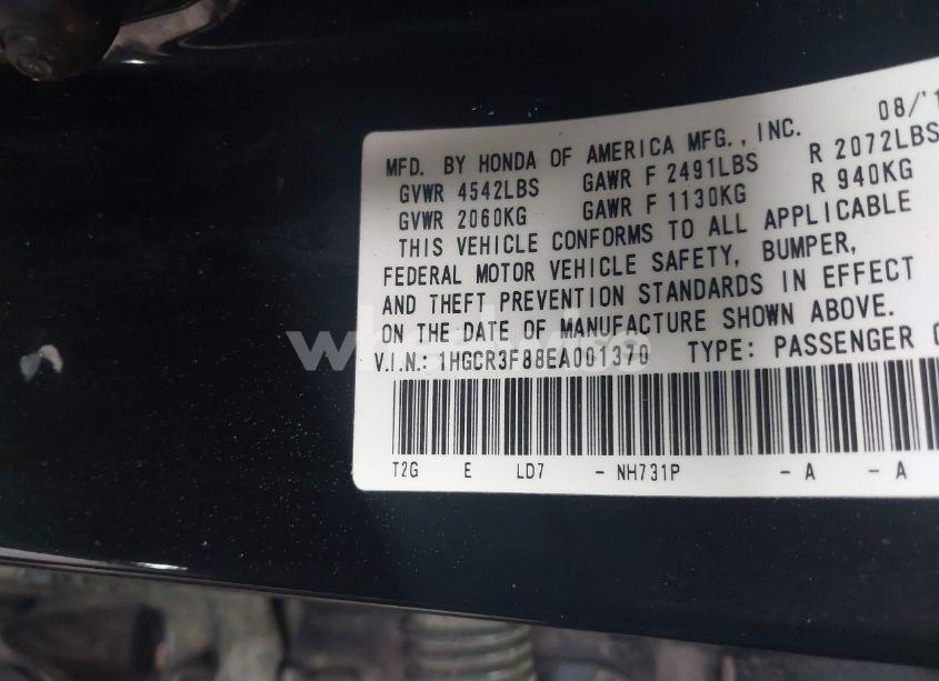 Photo 9 of 2014 Honda Accord EX-L V-6 (VIN 1HGCR3F88EA001370)