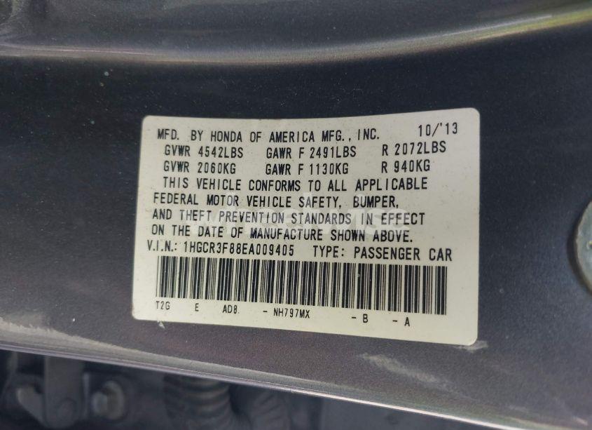 Photo 9 of 2014 Honda Accord EX-L V-6 (VIN 1HGCR3F88EA009405)