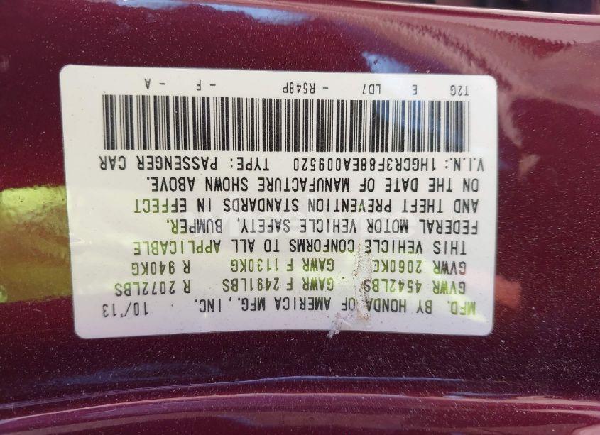 Photo 9 of 2014 Honda Accord EX-L V-6 (VIN 1HGCR3F88EA009520)