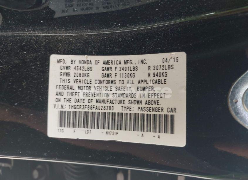 Photo 9 of 2015 Honda Accord EX-L V-6 (VIN 1HGCR3F88FA028280)