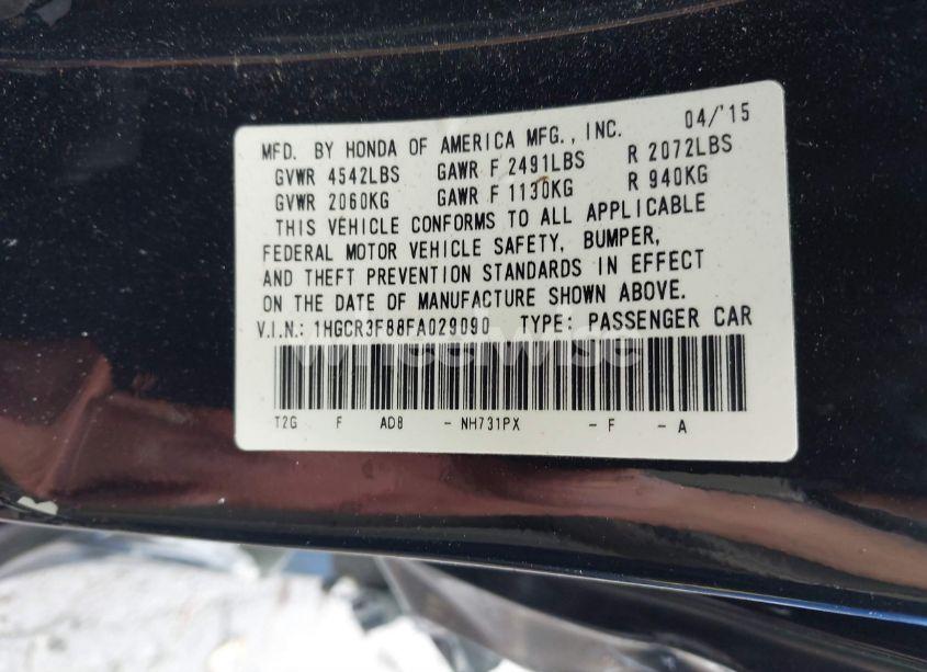 Photo 9 of 2015 Honda Accord EX-L V-6 (VIN 1HGCR3F88FA029090)