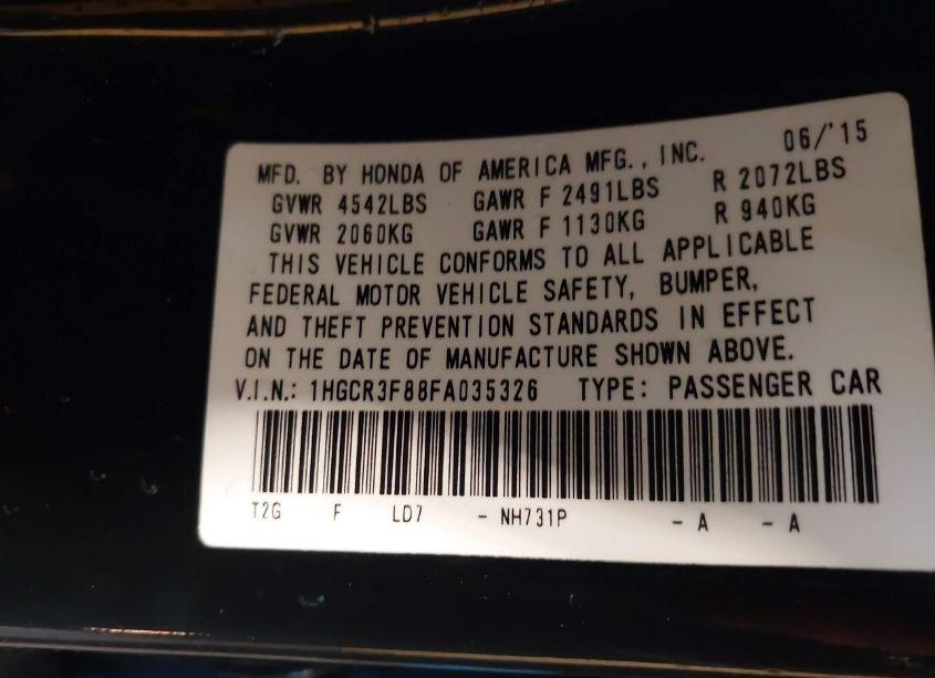 Photo 9 of 2015 Honda Accord EX-L V-6 (VIN 1HGCR3F88FA035326)