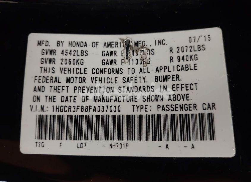 Photo 9 of 2015 Honda Accord EX-L V-6 (VIN 1HGCR3F88FA037030)