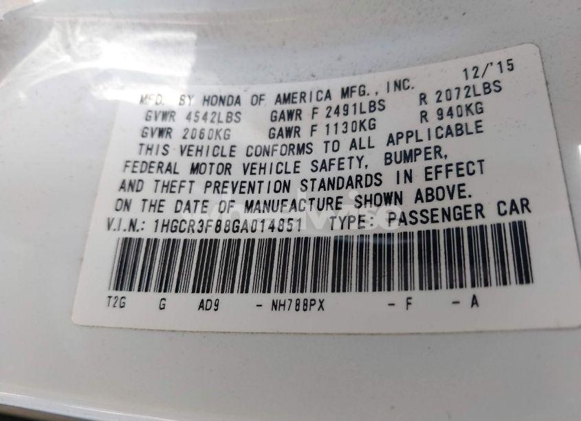 Photo 9 of 2016 Honda Accord EX-L V-6 (VIN 1HGCR3F88GA014851)