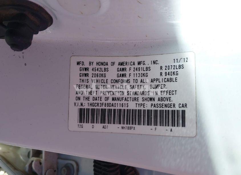 Photo 9 of 2013 Honda Accord EX-L V-6 (VIN 1HGCR3F89DA011615)