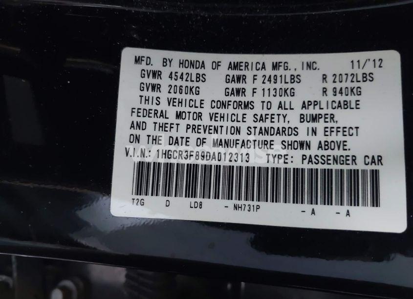 Photo 9 of 2013 Honda Accord EX-L V-6 (VIN 1HGCR3F89DA012313)