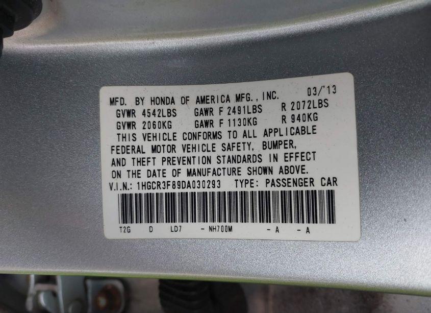Photo 9 of 2013 Honda Accord EX-L V-6 (VIN 1HGCR3F89DA030293)