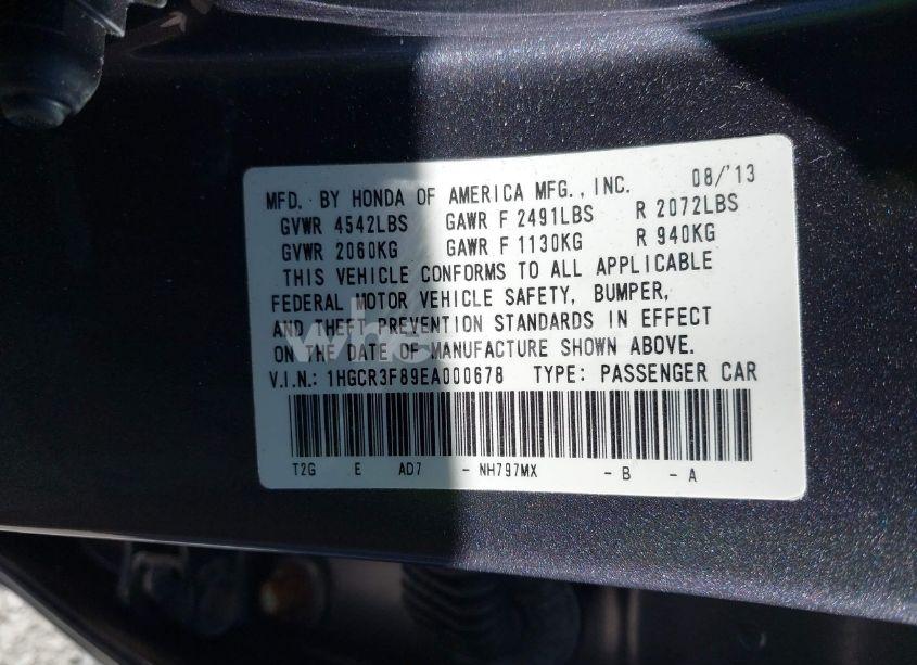 Photo 9 of 2014 Honda Accord EX-L V-6 (VIN 1HGCR3F89EA000678)
