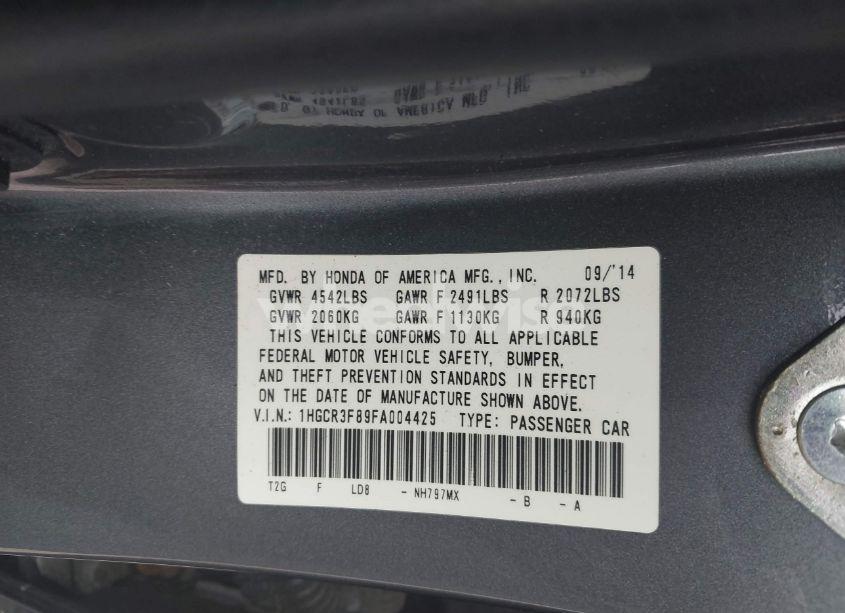 Photo 9 of 2015 Honda Accord EX-L V-6 (VIN 1HGCR3F89FA004425)