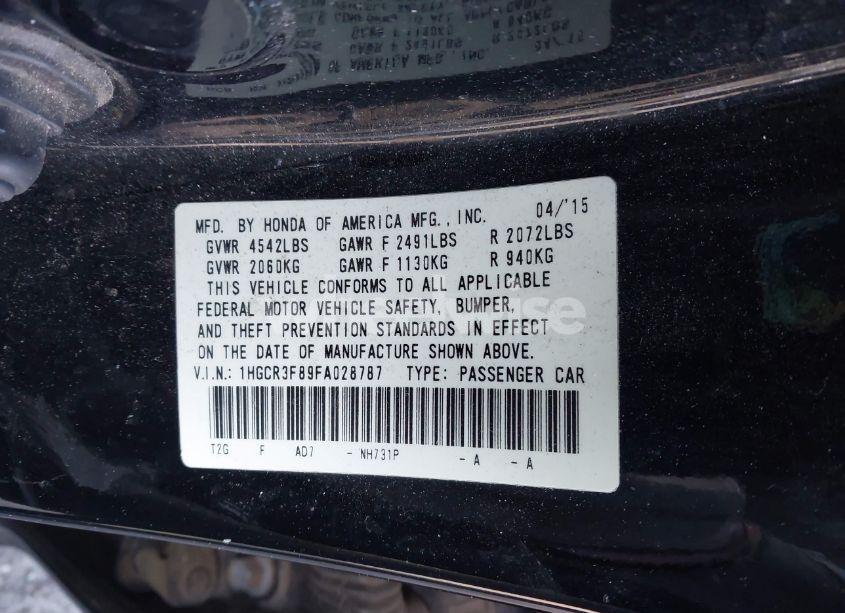 Photo 9 of 2015 Honda Accord EX-L V-6 (VIN 1HGCR3F89FA028787)