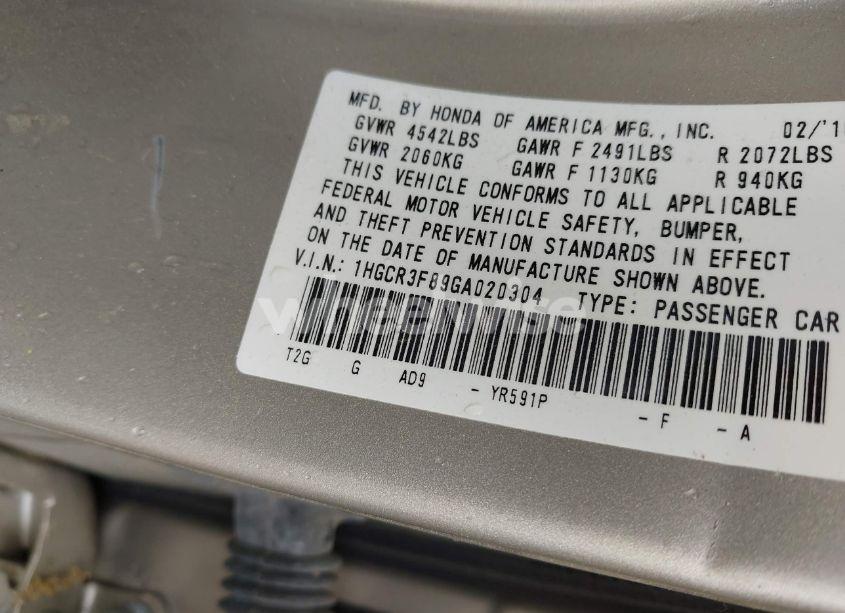 Photo 9 of 2016 Honda Accord EX-L V-6 (VIN 1HGCR3F89GA020304)