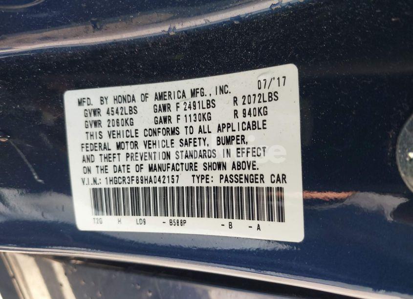 Photo 9 of 2017 Honda Accord EX-L V6 (VIN 1HGCR3F89HA042157)