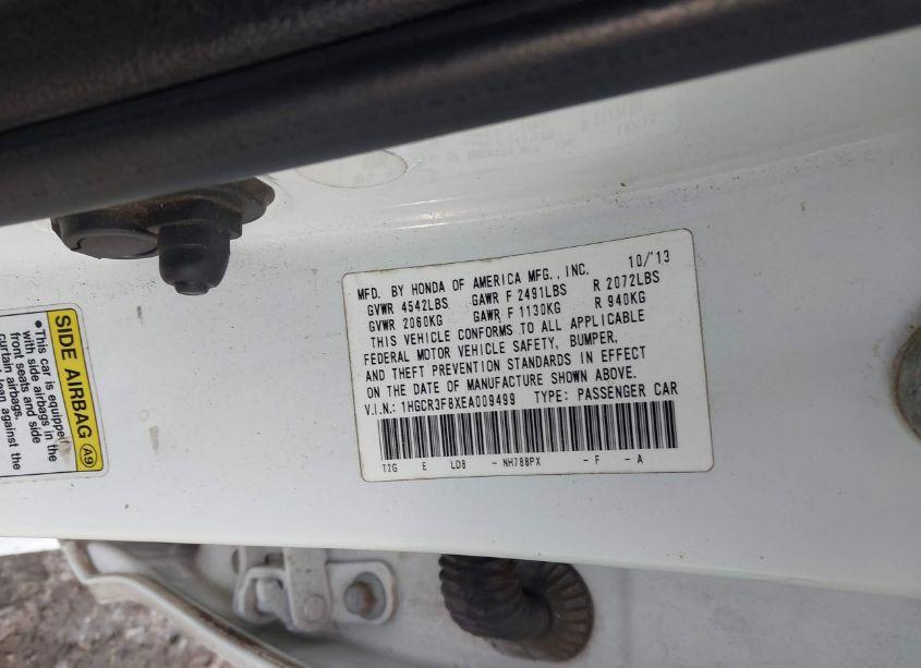 Photo 9 of 2014 Honda Accord EX-L V-6 (VIN 1HGCR3F8XEA009499)