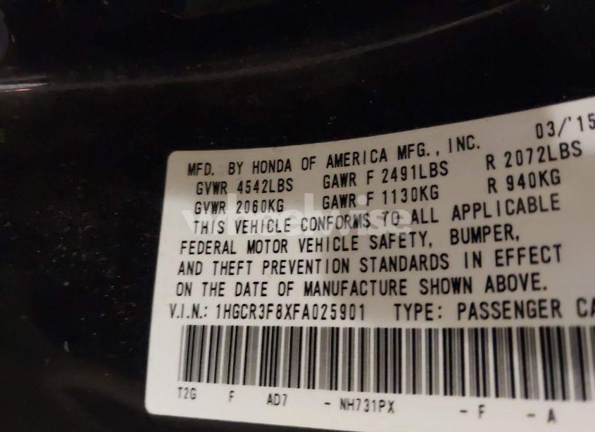 Photo 9 of 2015 Honda Accord EX-L V-6 (VIN 1HGCR3F8XFA025901)