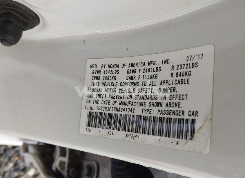 Photo 9 of 2017 Honda Accord EX-L V6 (VIN 1HGCR3F8XHA041342)