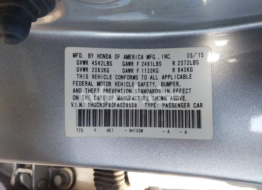 Photo 9 of 2015 Honda Accord TOURING (VIN 1HGCR3F90FA029559)