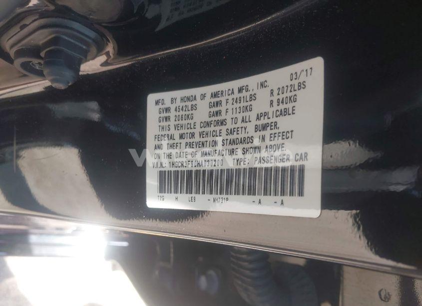 Photo 9 of 2017 Honda Accord TOURING V6 (VIN 1HGCR3F90HA030200)