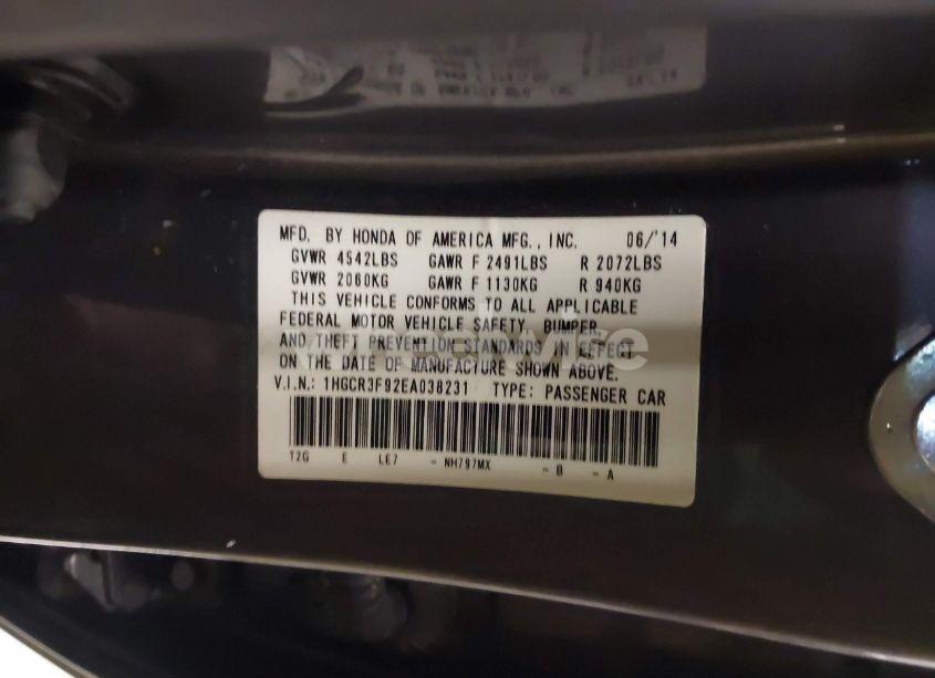 Photo 9 of 2014 Honda Accord TOURING (VIN 1HGCR3F92EA038231)