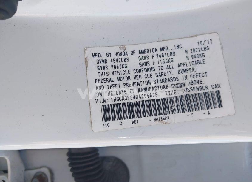 Photo 9 of 2013 Honda Accord TOURING (VIN 1HGCR3F94DA005505)