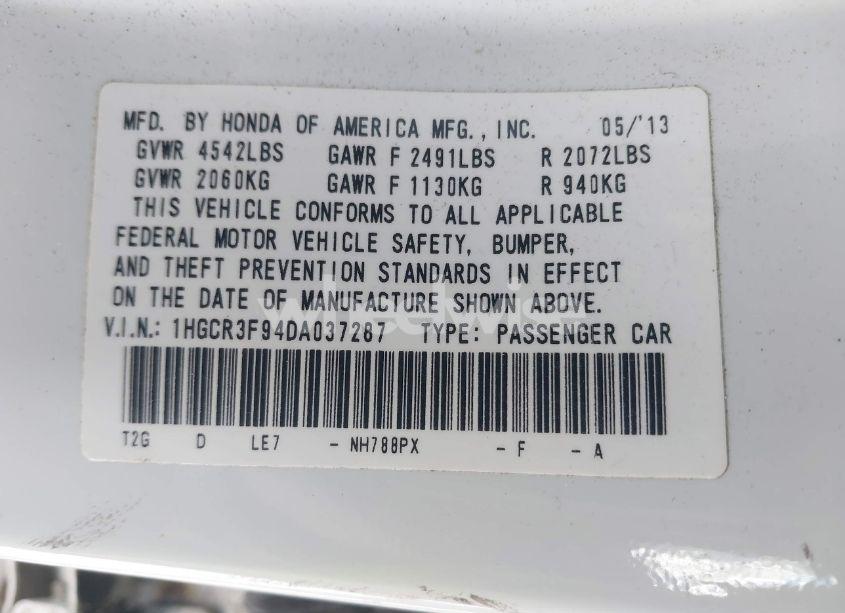 Photo 9 of 2013 Honda Accord TOURING (VIN 1HGCR3F94DA037287)