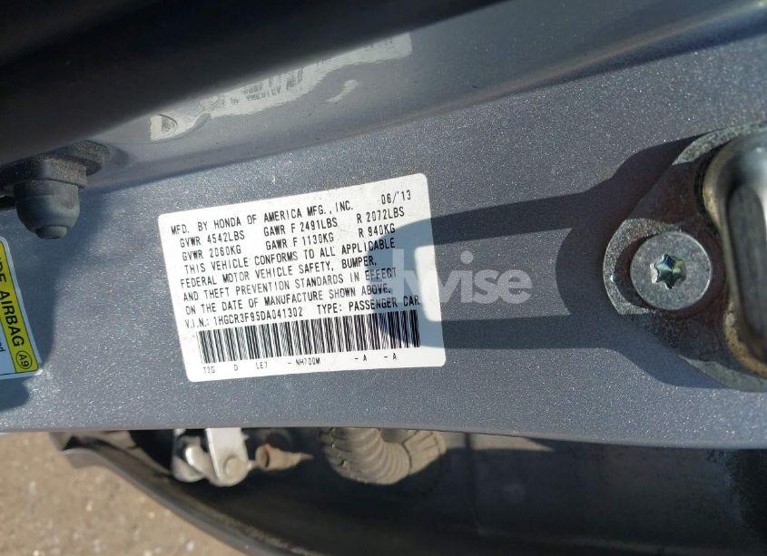 Photo 9 of 2013 Honda Accord TOURING (VIN 1HGCR3F95DA041302)