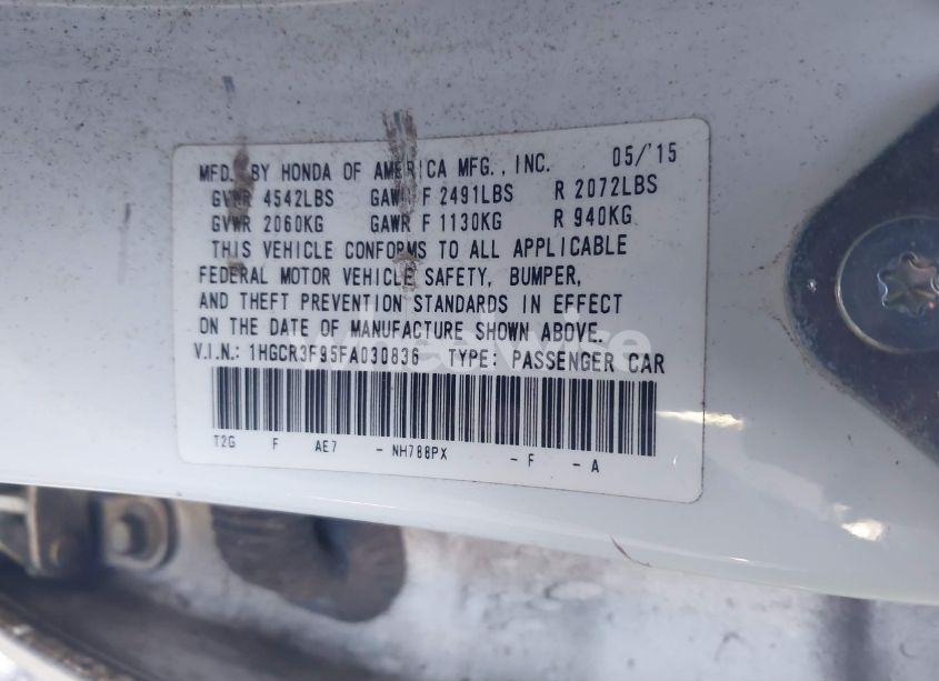 Photo 9 of 2015 Honda Accord TOURING (VIN 1HGCR3F95FA030836)