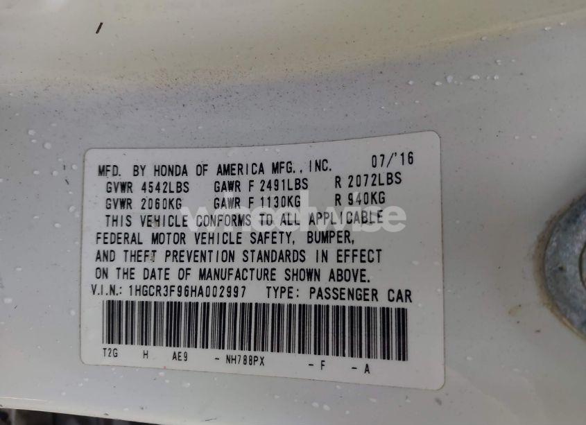 Photo 9 of 2017 Honda Accord TOURING V6 (VIN 1HGCR3F96HA002997)