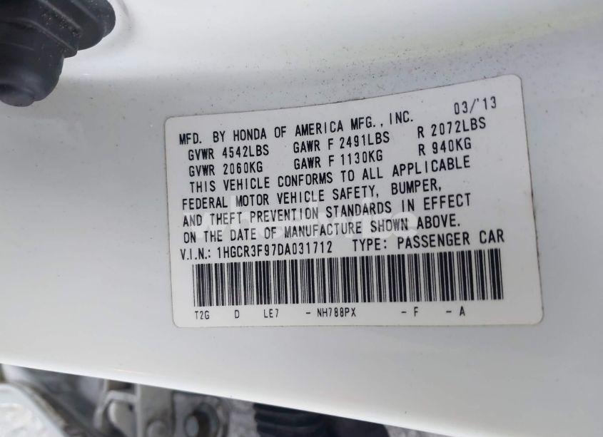 Photo 9 of 2013 Honda Accord TOURING (VIN 1HGCR3F97DA031712)