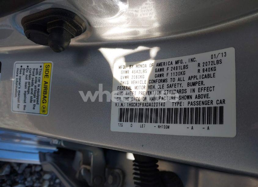 Photo 9 of 2013 Honda Accord TOURING (VIN 1HGCR3F9XDA020140)