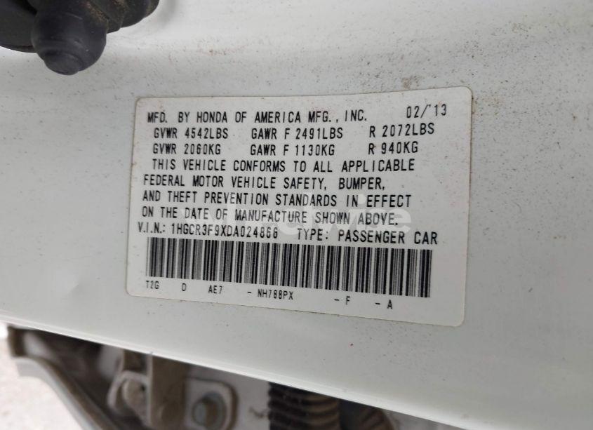 Photo 9 of 2013 Honda Accord TOURING (VIN 1HGCR3F9XDA024866)