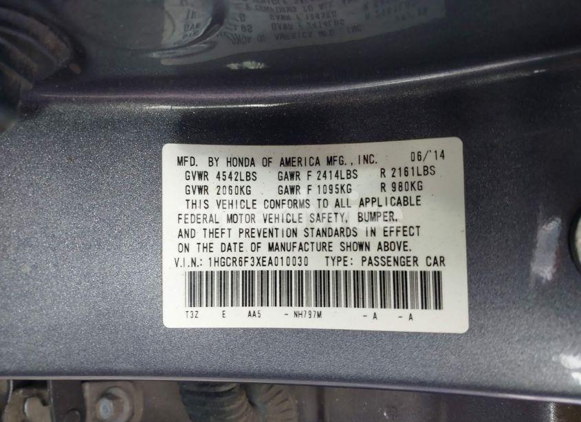 Photo 9 of 2014 Honda Accord HYBRID (VIN 1HGCR6F3XEA010030)