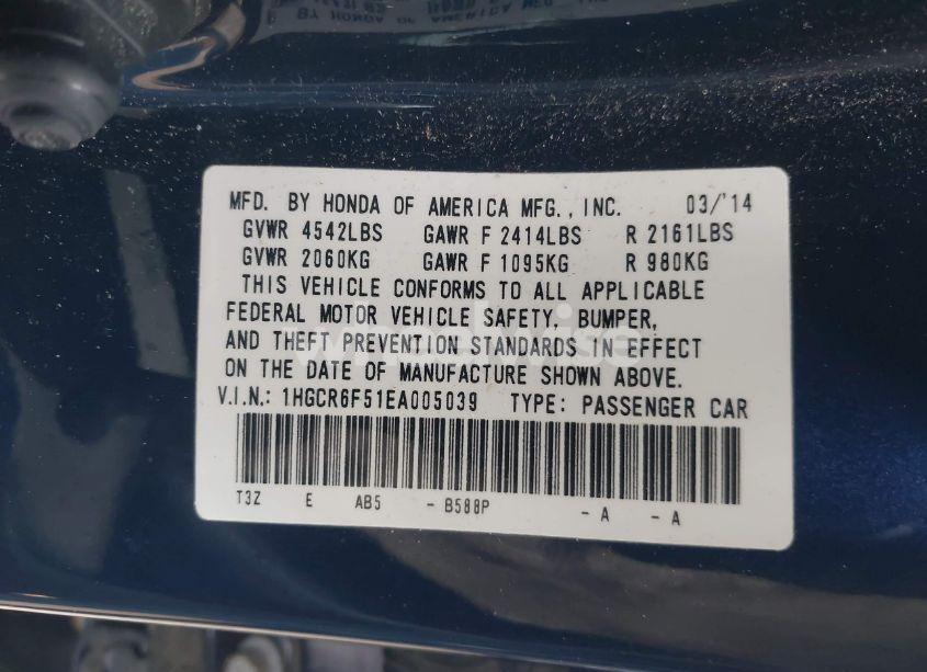 Photo 9 of 2014 Honda Accord HYBRID EX-L (VIN 1HGCR6F51EA005039)