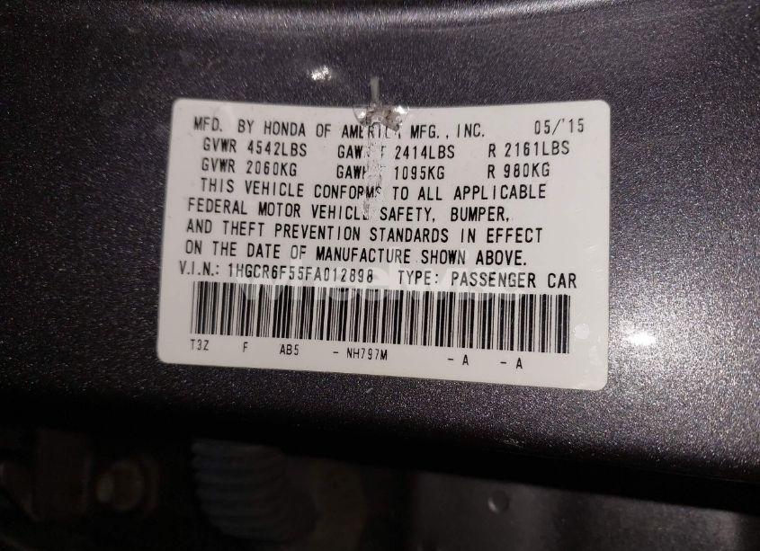 Photo 9 of 2015 Honda Accord HYBRID EX-L (VIN 1HGCR6F55FA012898)