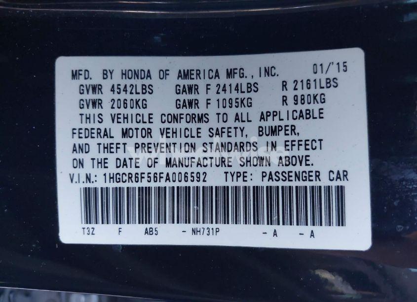 Photo 9 of 2015 Honda Accord HYBRID EX-L (VIN 1HGCR6F56FA006592)