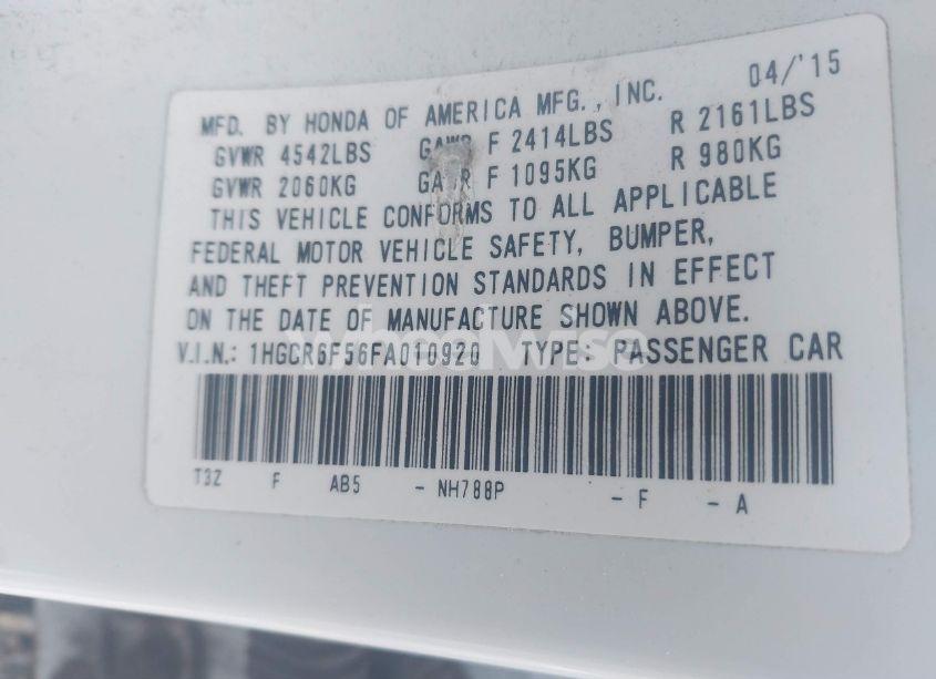 Photo 9 of 2015 Honda Accord HYBRID EX-L (VIN 1HGCR6F56FA010920)