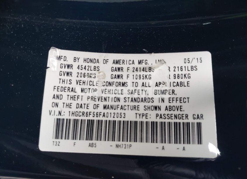 Photo 9 of 2015 Honda Accord HYBRID EX-L (VIN 1HGCR6F56FA012053)