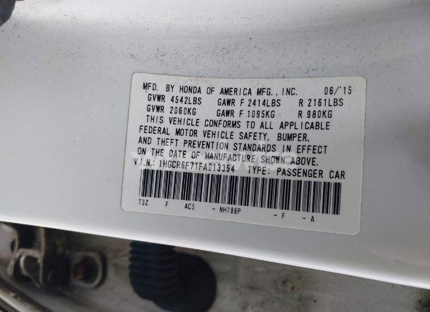 Photo 9 of 2015 Honda Accord HYBRID TOURING (VIN 1HGCR6F71FA013354)