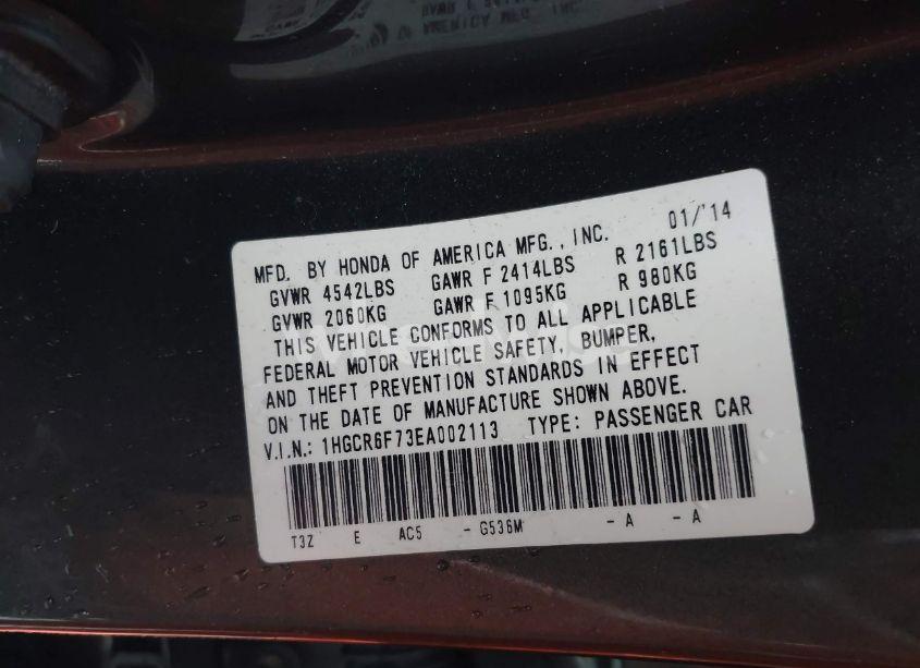 Photo 9 of 2014 Honda Accord HYBRID TOURING (VIN 1HGCR6F73EA002113)