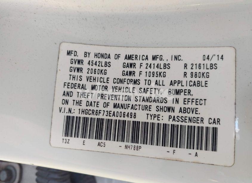 Photo 9 of 2014 Honda Accord HYBRID TOURING (VIN 1HGCR6F73EA006498)