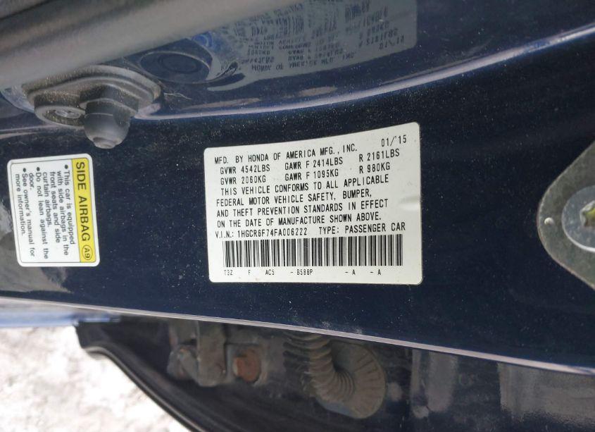 Photo 9 of 2015 Honda Accord HYBRID TOURING (VIN 1HGCR6F74FA006222)