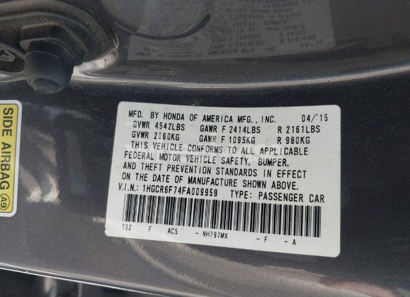 Photo 9 of 2015 Honda Accord HYBRID TOURING (VIN 1HGCR6F74FA009959)