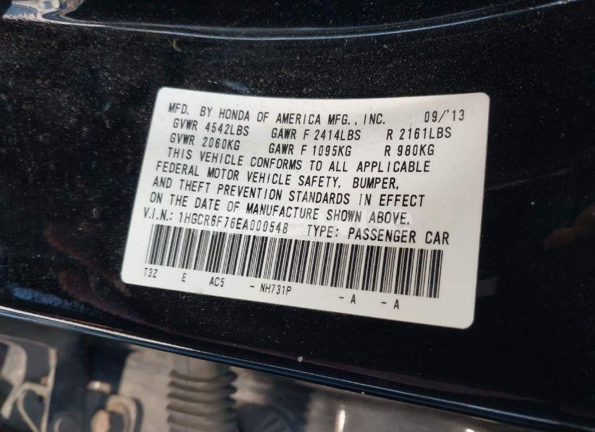 Photo 9 of 2014 Honda Accord HYBRID TOURING (VIN 1HGCR6F76EA000548)