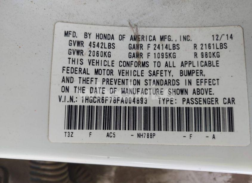 Photo 9 of 2015 Honda Accord HYBRID TOURING (VIN 1HGCR6F78FA004893)