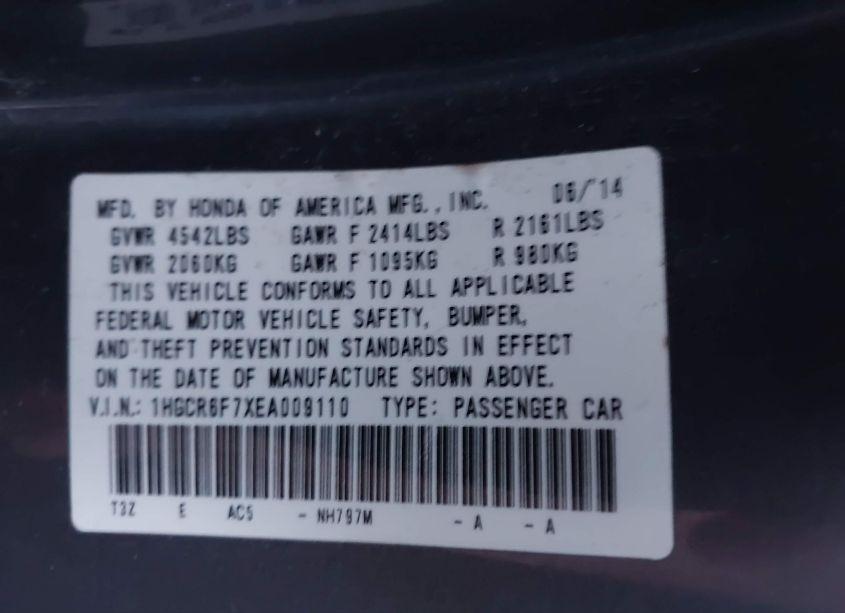 Photo 9 of 2014 Honda Accord HYBRID TOURING (VIN 1HGCR6F7XEA009110)