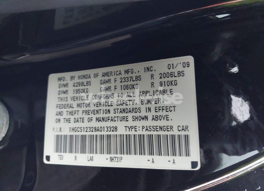 Photo 9 of 2009 Honda Accord 2.4 LX-S (VIN 1HGCS12329A013328)