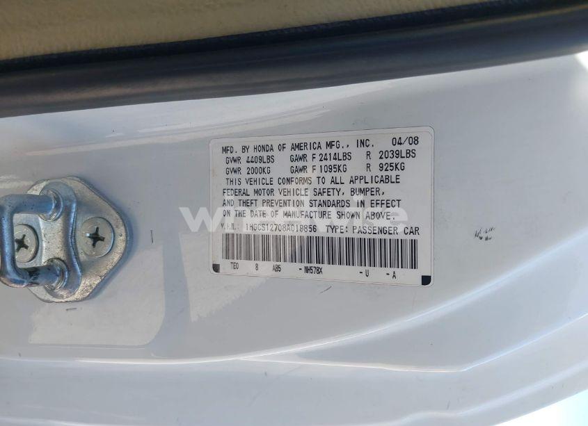 Photo 9 of 2008 Honda Accord 2.4 EX (VIN 1HGCS12708A019856)