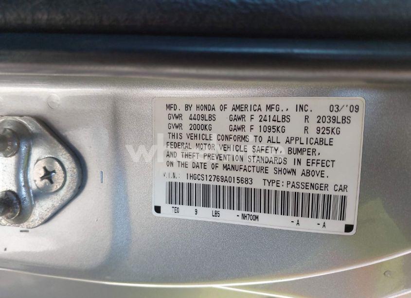Photo 9 of 2009 Honda Accord 2.4 EX (VIN 1HGCS12769A015683)